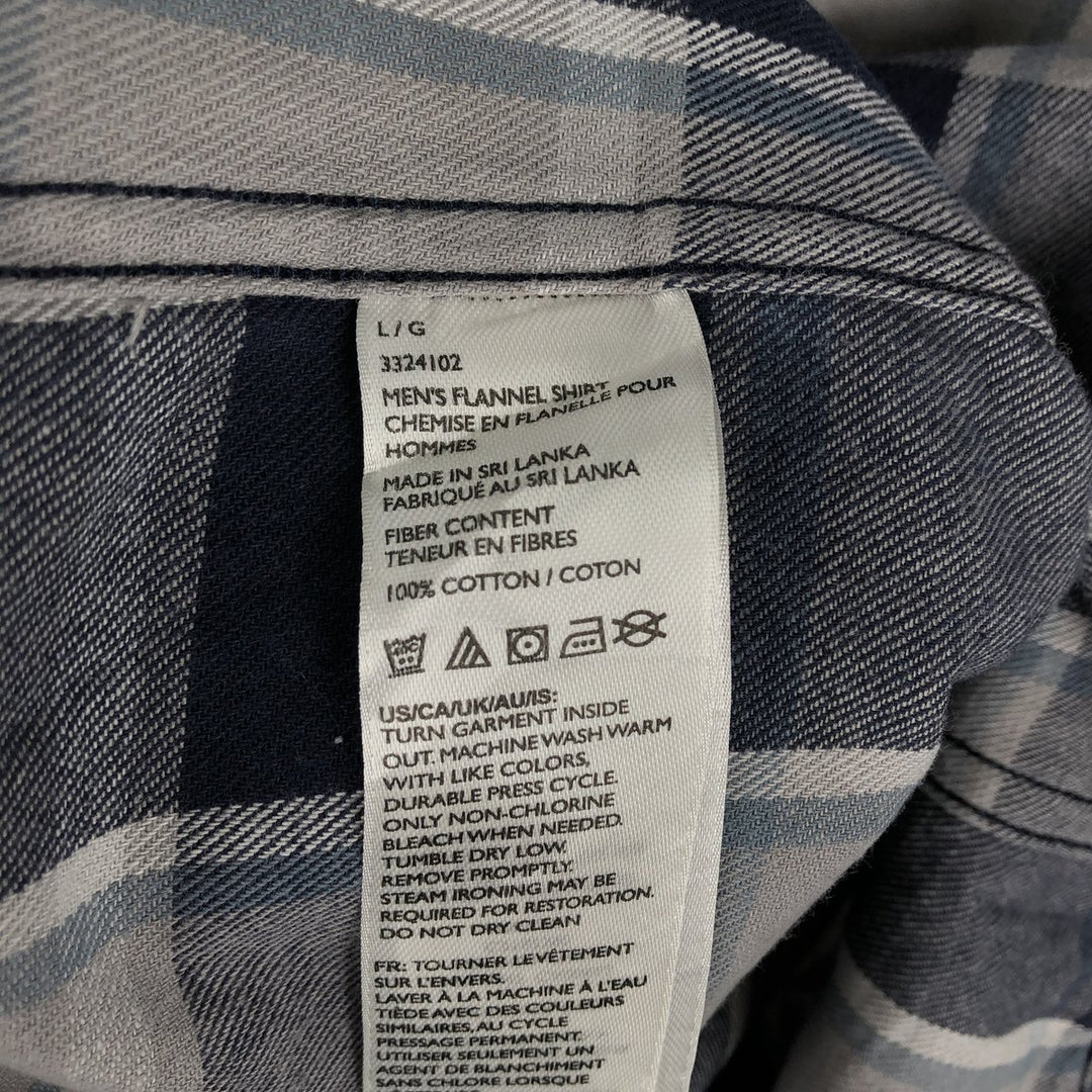 Eddie Bauer Men's Long Sleeve Flannel Check Shirt, Size L cotton navy blue type Vintage Second Hand