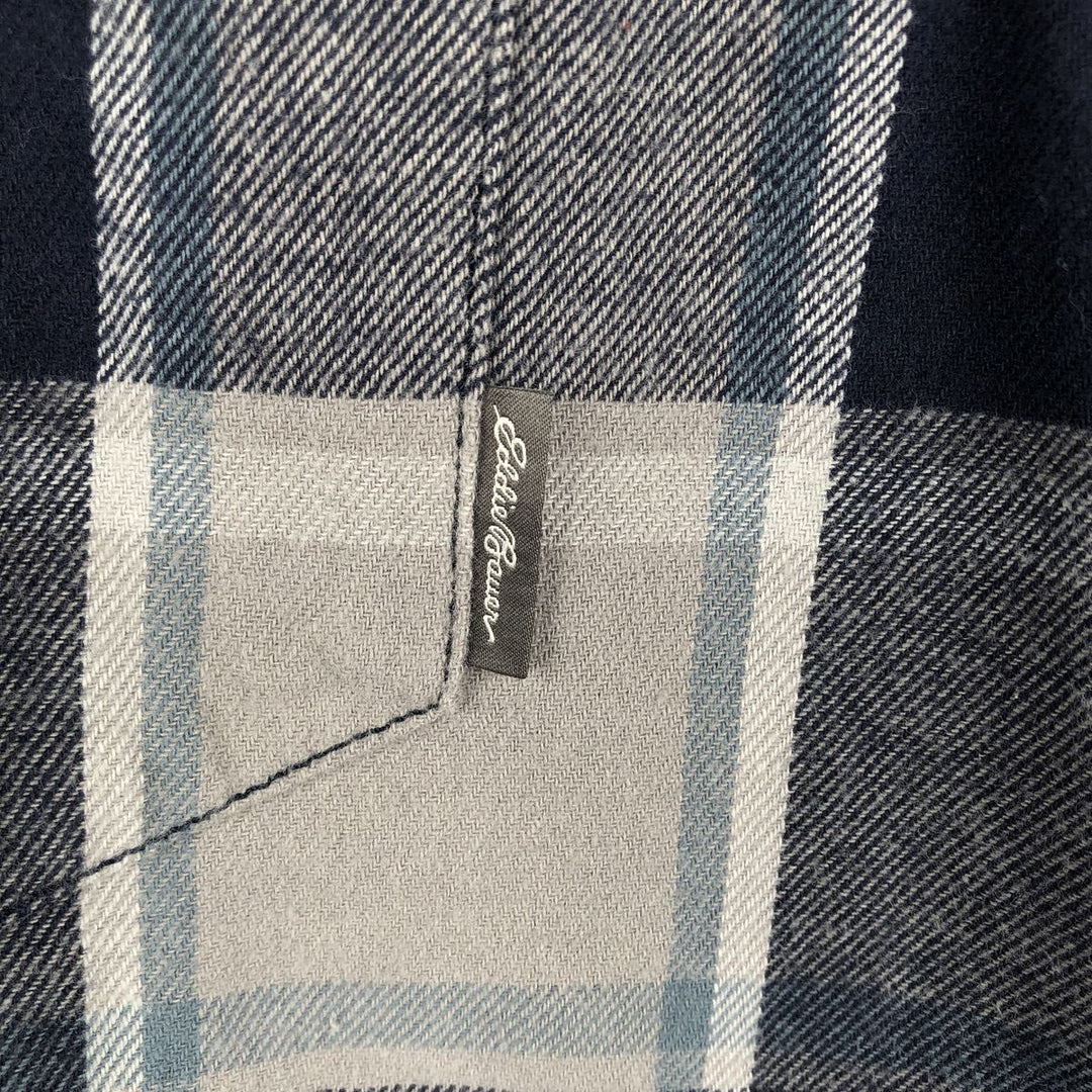 Eddie Bauer Men's Long Sleeve Flannel Check Shirt, Size L cotton navy blue type Vintage Second Hand