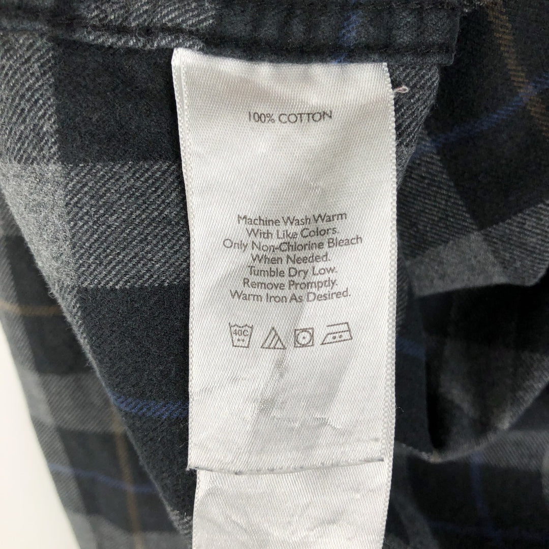 Eddie Bauer Relaxed Fit Long-Sleeve Button-Down Light Flannel Check Shirt, Men's Size L (approx.) cotton black type Vintage Second Hand