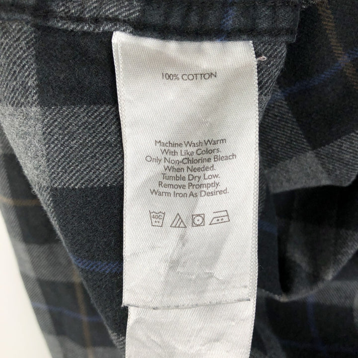 Eddie Bauer Relaxed Fit Long-Sleeve Button-Down Light Flannel Check Shirt, Men's Size L (approx.) cotton black type Vintage Second Hand