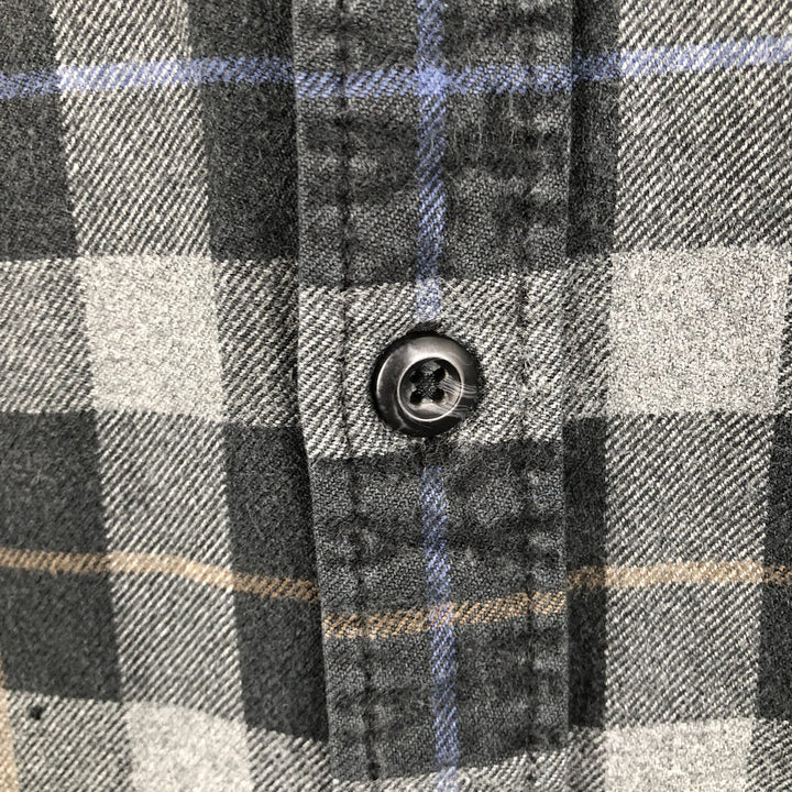 Eddie Bauer Relaxed Fit Long-Sleeve Button-Down Light Flannel Check Shirt, Men's Size L (approx.) cotton black type Vintage Second Hand