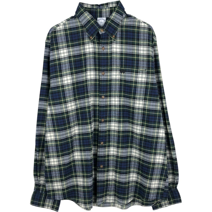 Brooks Brothers 1818 Long-Sleeve Button-Down Light Flannel Check Shirt, Men's Size L (approx.) cotton multicolor Vintage Second Hand
