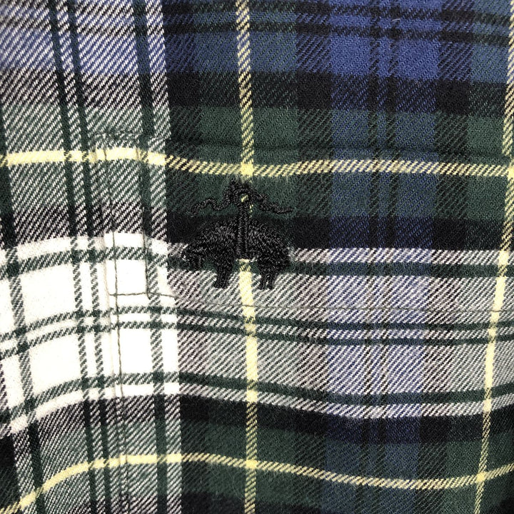 Brooks Brothers 1818 Long-Sleeve Button-Down Light Flannel Check Shirt, Men's Size L (approx.) cotton multicolor Vintage Second Hand