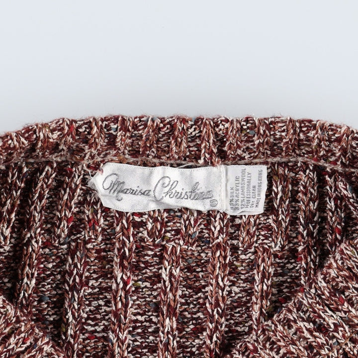 Marisa Christina Half-Length Ribbed Knit Skirt (Women's Size XS) silk wine-red Vintage Second Hand
