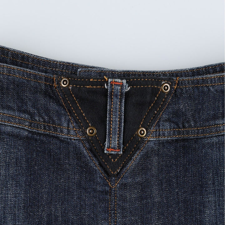 Tristan & Iseut Denim Half-Length Pleated Skirt, Women's Size L (approx.) cotton navy blue type Vintage Second Hand