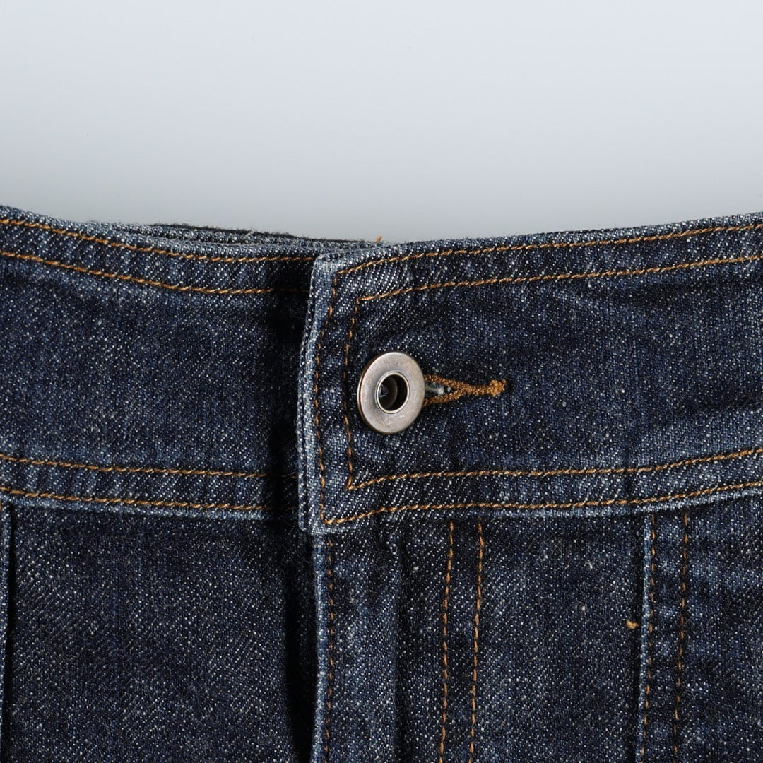 Tristan & Iseut Denim Half-Length Pleated Skirt, Women's Size L (approx.) cotton navy blue type Vintage Second Hand