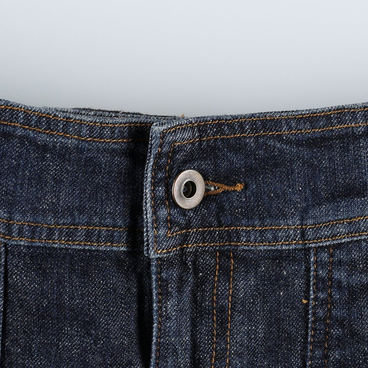Tristan & Iseut Denim Half-Length Pleated Skirt, Women's Size L (approx.) cotton navy blue type Vintage Second Hand
