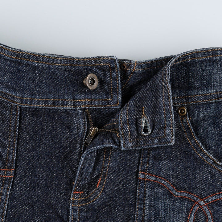 Tristan & Iseut Denim Half-Length Pleated Skirt, Women's Size L (approx.) cotton navy blue type Vintage Second Hand