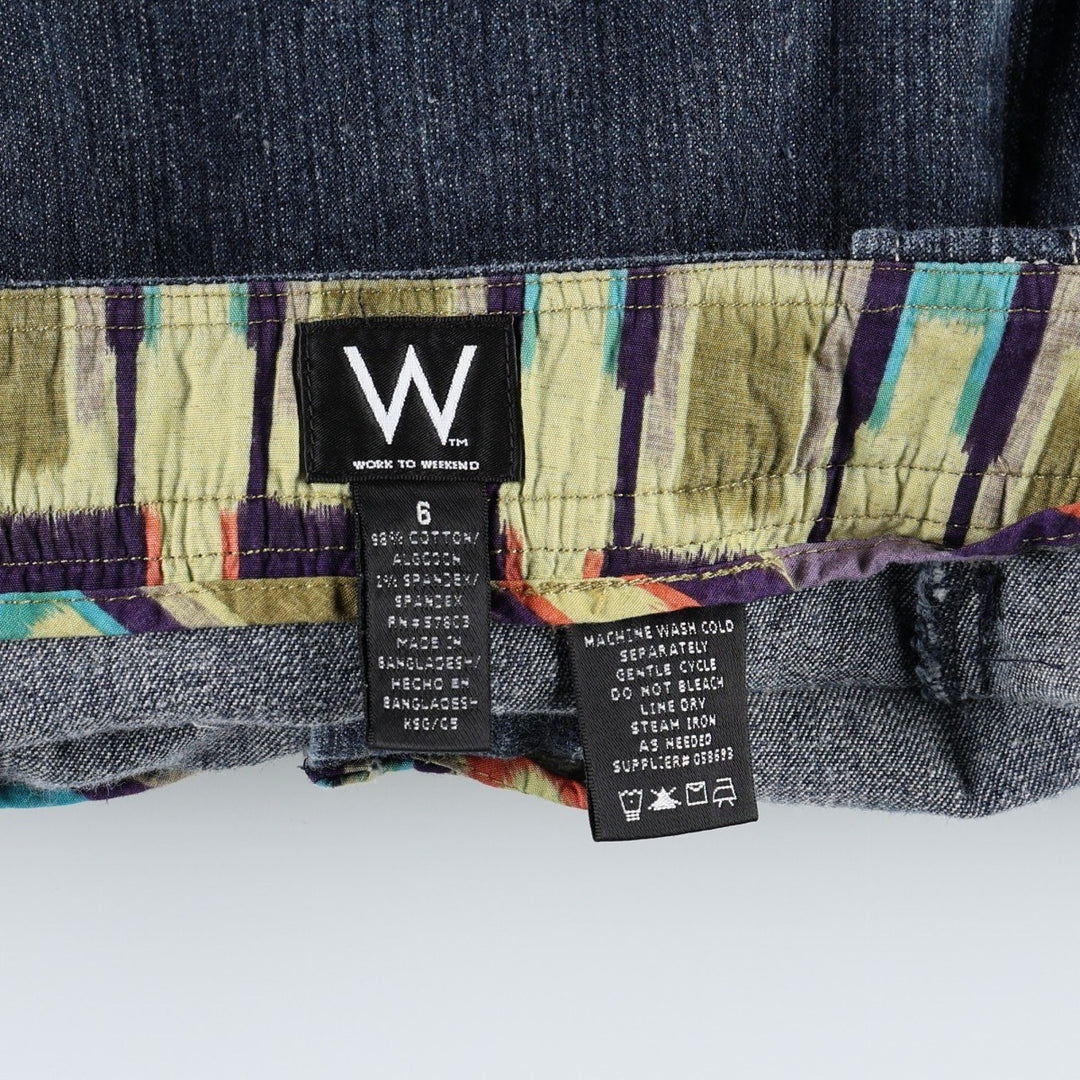 WORK TO WEEKEND Denim Half-Length Flare Skirt (Women's Size L) cotton Navy blue Vintage Second Hand