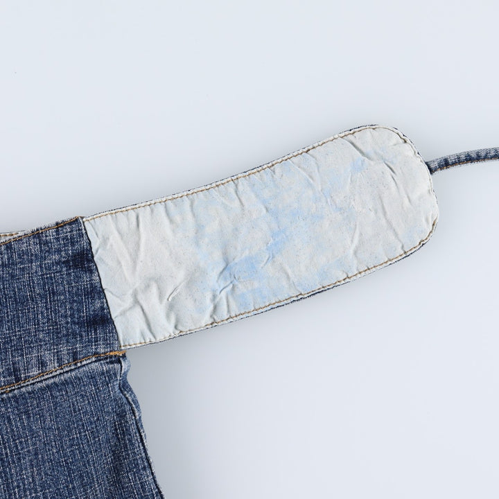 Outfit: Beaded embroidered denim half-length A-line skirt, women's size XL. cotton blue type Vintage Second Hand