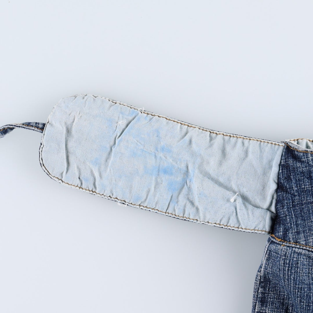 Outfit: Beaded embroidered denim half-length A-line skirt, women's size XL. cotton blue type Vintage Second Hand