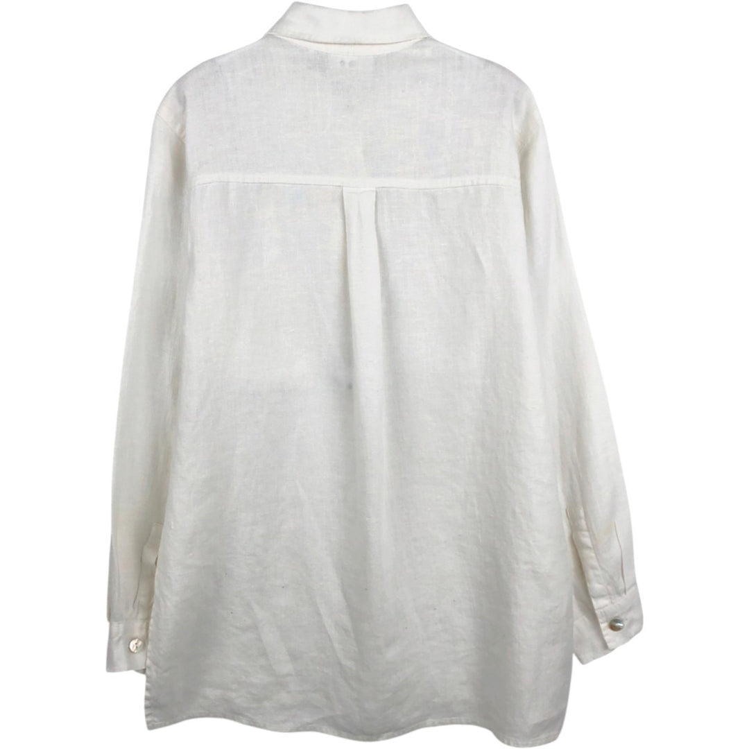 CHICO'S DESIGN Long-Sleeve Linen Shirt, Women's Size M (approx.) linen white type Vintage Second Hand