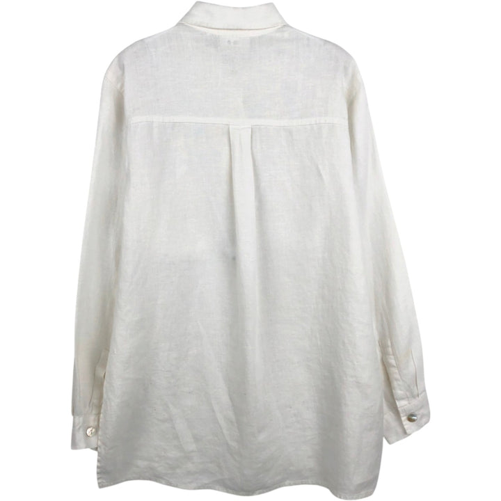 CHICO'S DESIGN Long-Sleeve Linen Shirt, Women's Size M (approx.) linen white type Vintage Second Hand