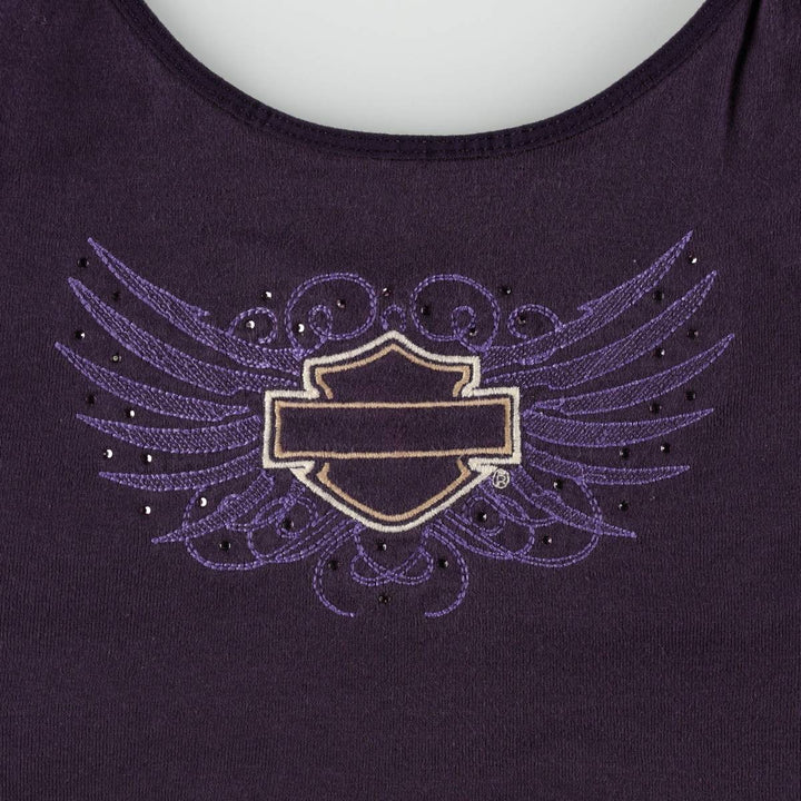 Harley-Davidson Rhinestone Motorcycle Camisole, Women's Size M (approx.) cotton purple type Vintage Second Hand