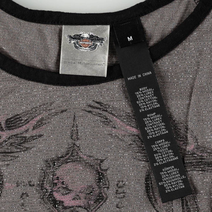 Harley-Davidson Skull Pattern Rhinestone Motorcycle Tank Top, Women's Size M (approx.) unclear gray type Vintage Second Hand