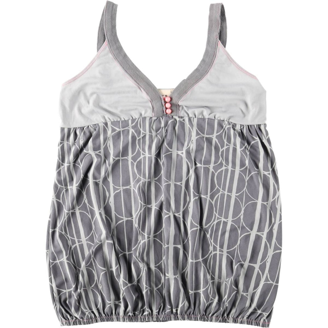 Donna Karan DKNY JEANS all-over print half-button bubble hem camisole, women's size M (approx.) polyester gray type Vintage Second Hand