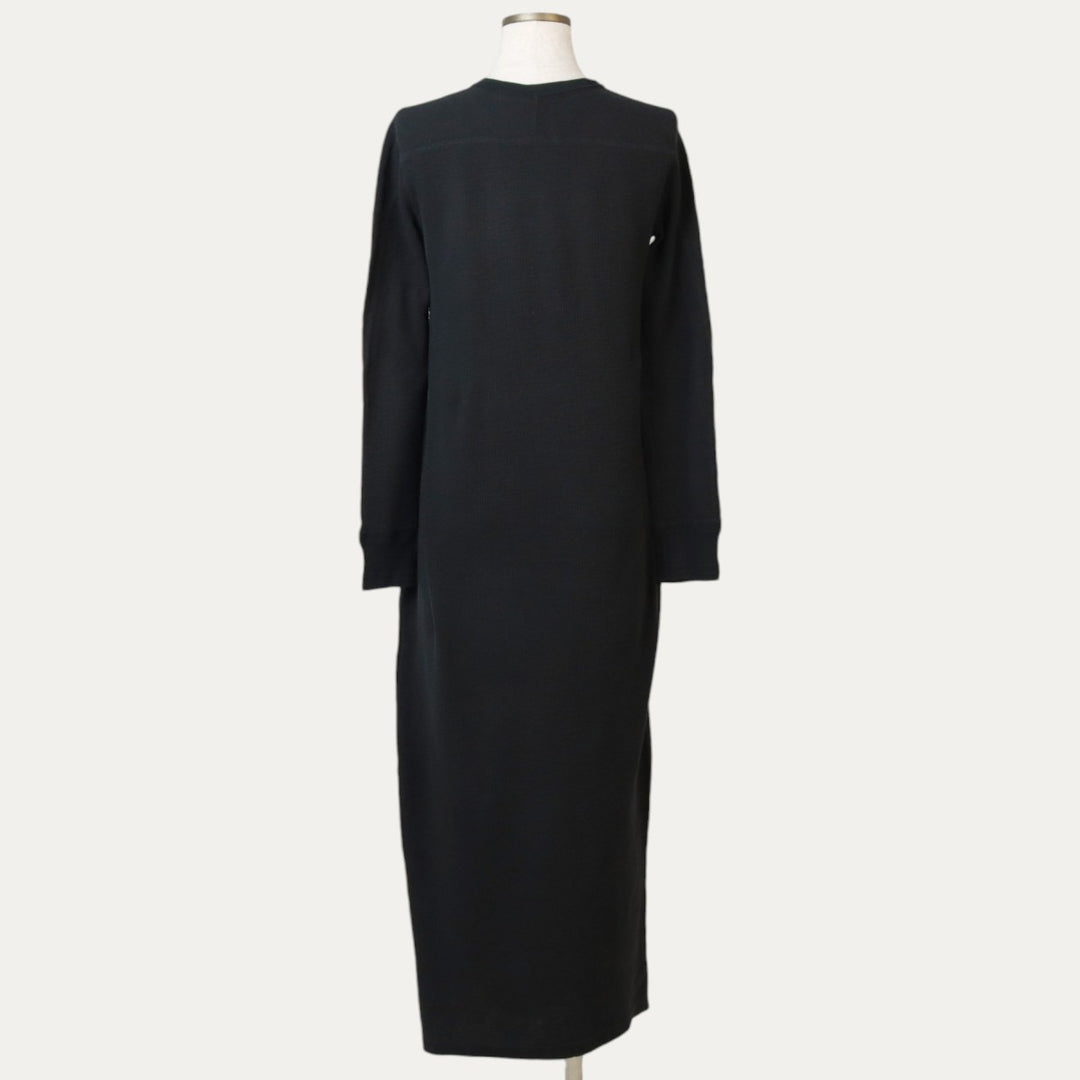 Ralph Lauren POLO RALPH LAUREN Thermal Long Henley Neck Long Sleeve Dress (Women's Size XS) cotton black type Vintage Second Hand