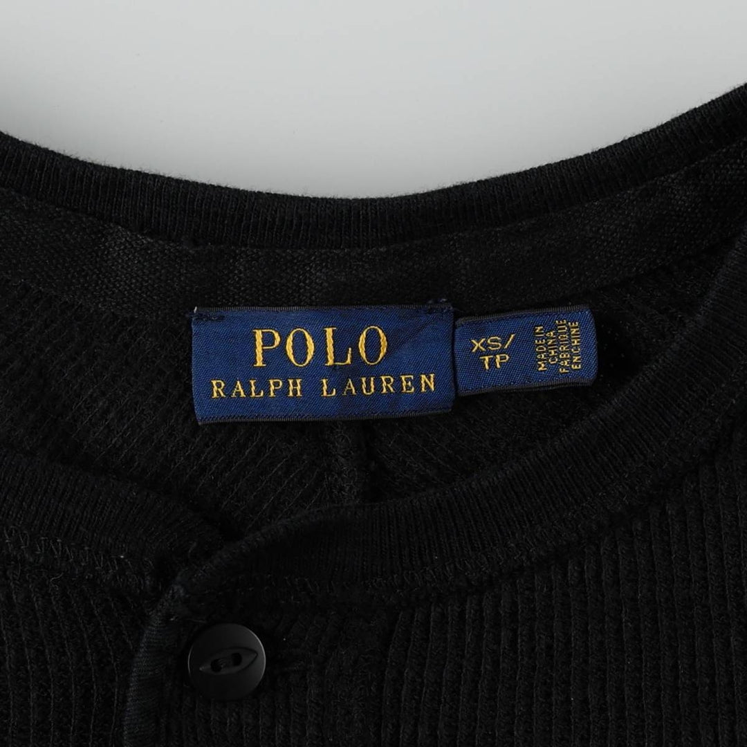 Ralph Lauren POLO RALPH LAUREN Thermal Long Henley Neck Long Sleeve Dress (Women's Size XS) cotton black type Vintage Second Hand