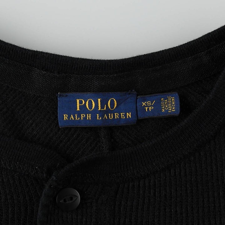 Ralph Lauren POLO RALPH LAUREN Thermal Long Henley Neck Long Sleeve Dress (Women's Size XS) cotton black type Vintage Second Hand