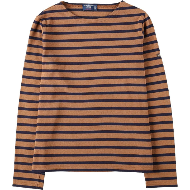 Saint James L'ATELIER striped long-sleeved T-shirt, made in France, women's size S equivalent. cotton brown type Vintage Second Hand