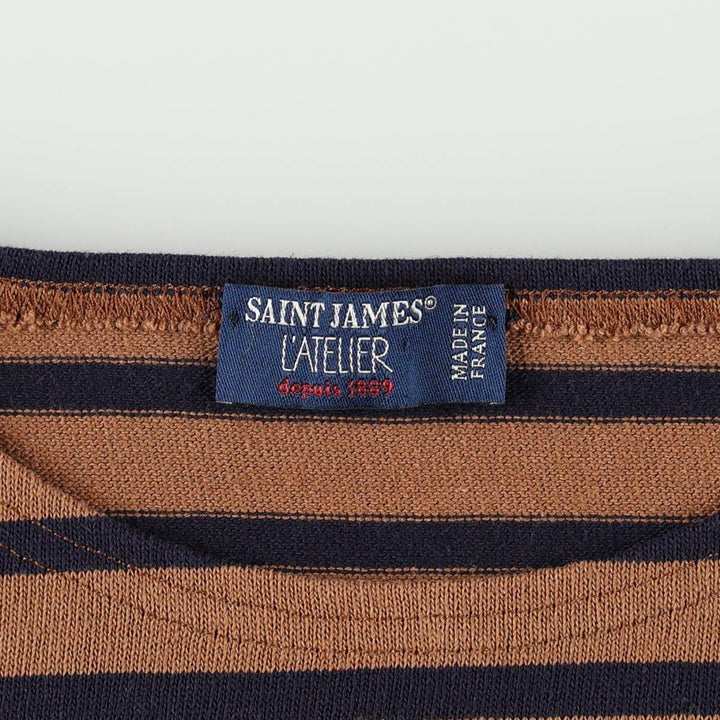 Saint James L'ATELIER striped long-sleeved T-shirt, made in France, women's size S equivalent. cotton brown type Vintage Second Hand