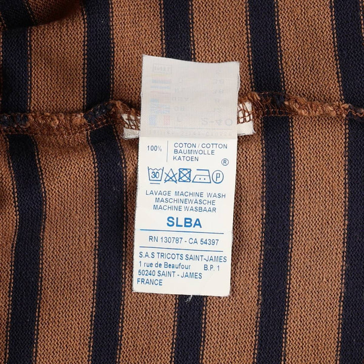 Saint James L'ATELIER striped long-sleeved T-shirt, made in France, women's size S equivalent. cotton brown type Vintage Second Hand