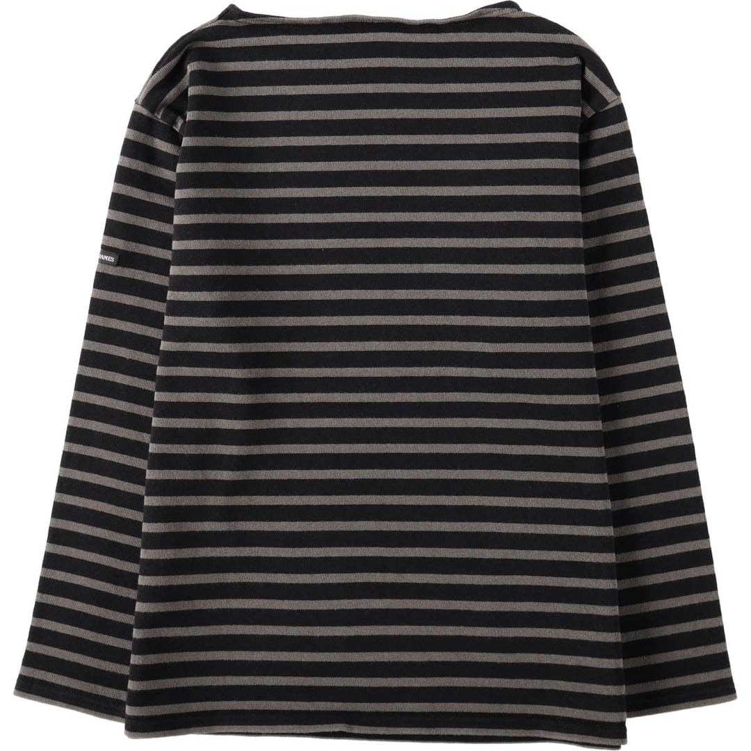 Saint James striped boat neck long-sleeved T-shirt, made in France, women's size S equivalent. cotton gray type Vintage Second Hand