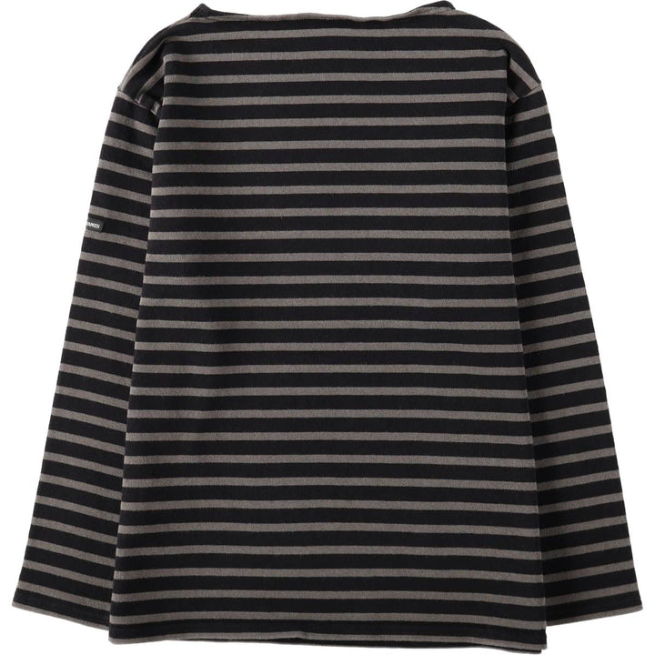 Saint James striped boat neck long-sleeved T-shirt, made in France, women's size S equivalent. cotton gray type Vintage Second Hand