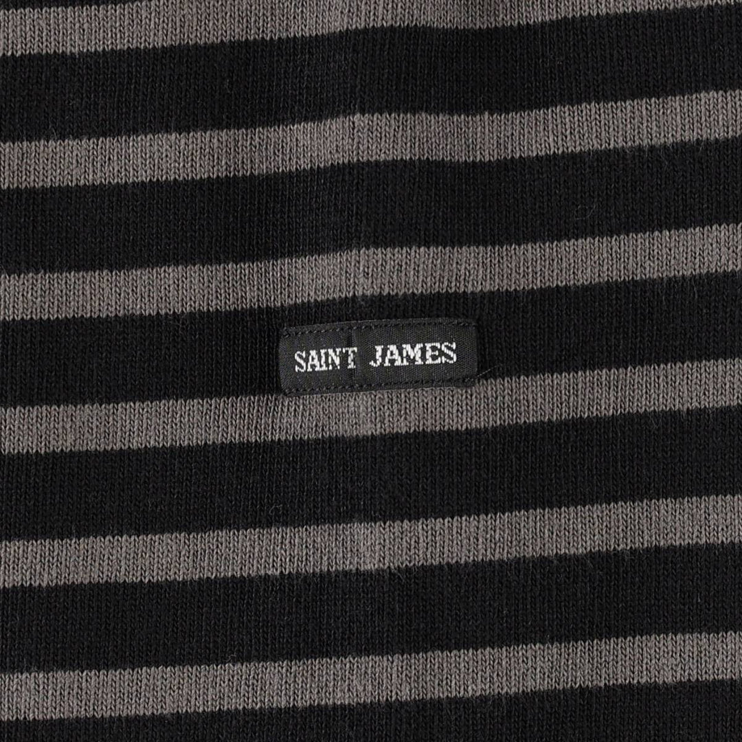 Saint James striped boat neck long-sleeved T-shirt, made in France, women's size S equivalent. cotton gray type Vintage Second Hand