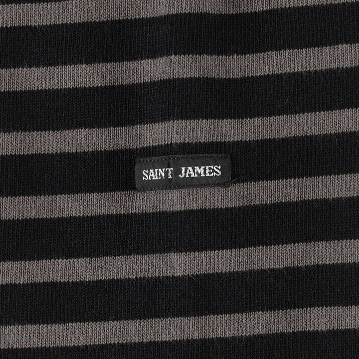 Saint James striped boat neck long-sleeved T-shirt, made in France, women's size S equivalent. cotton gray type Vintage Second Hand