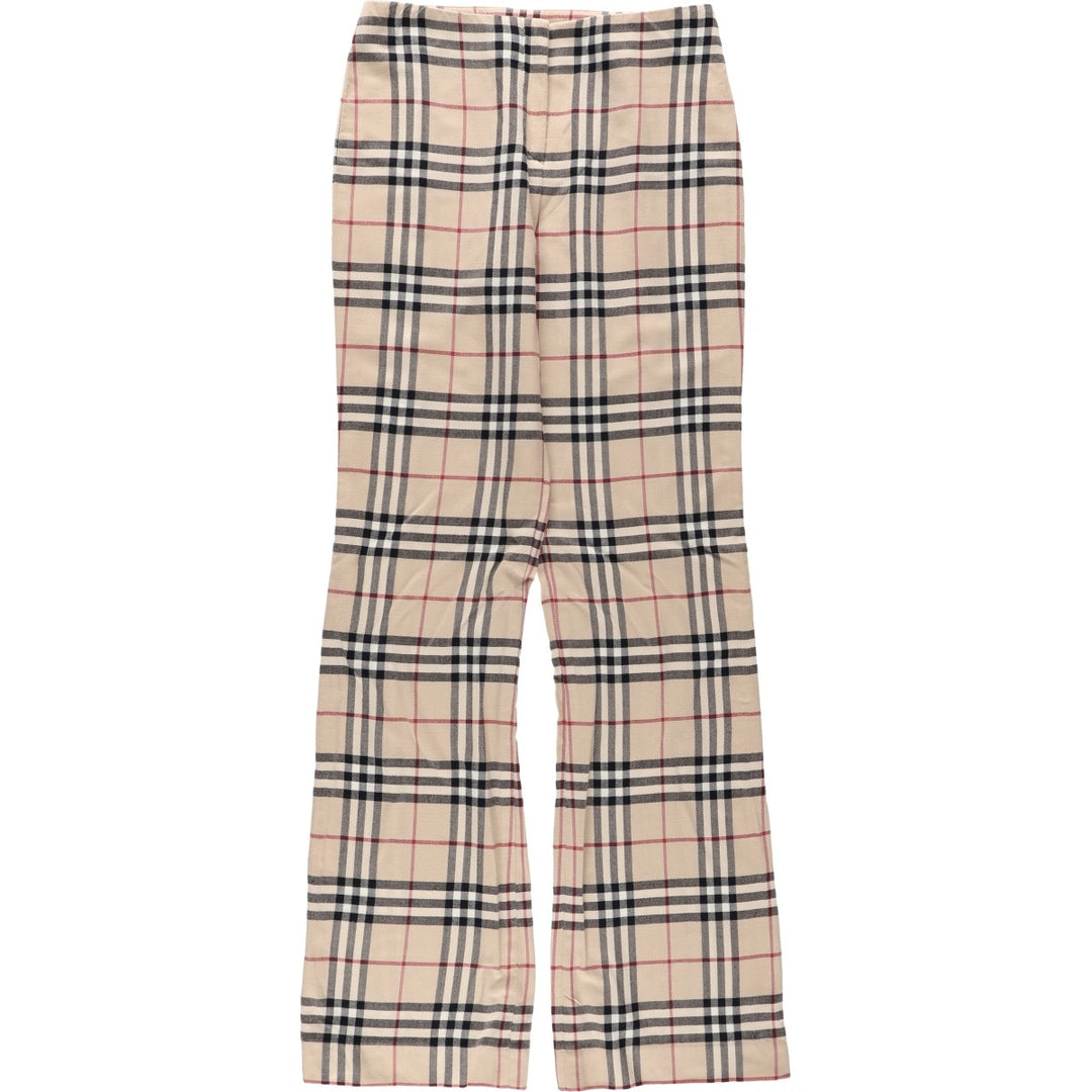 Burberry's BURBERRY LONDON Check Pattern Bootcut Flare Pants, Made in France, Women's Size L (equivalent to W27) wool Beige type Vintage Second Hand
