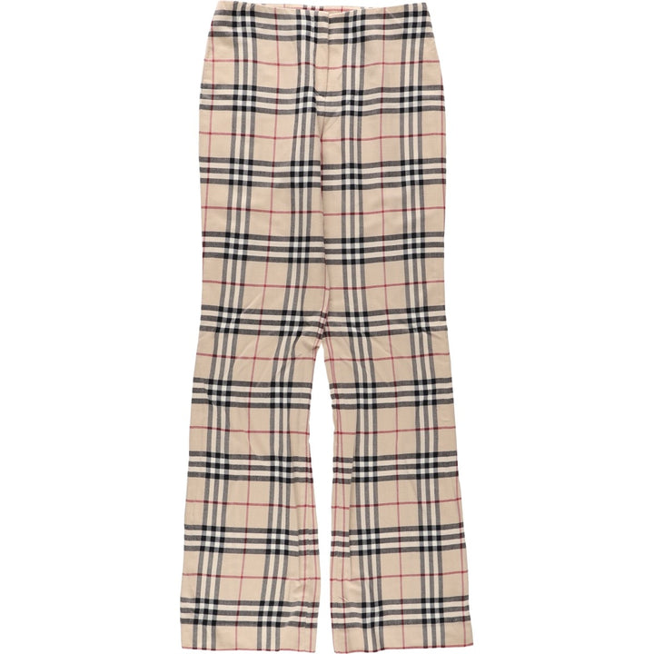 Burberry's BURBERRY LONDON Check Pattern Bootcut Flare Pants, Made in France, Women's Size L (equivalent to W27) wool Beige type Vintage Second Hand