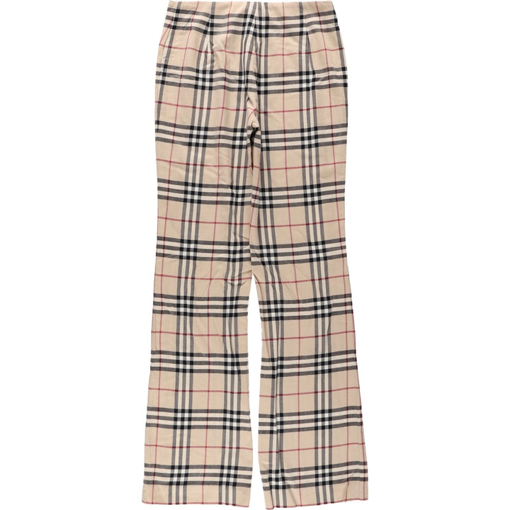 Burberry's BURBERRY LONDON Check Pattern Bootcut Flare Pants, Made in France, Women's Size L (equivalent to W27) wool Beige type Vintage Second Hand