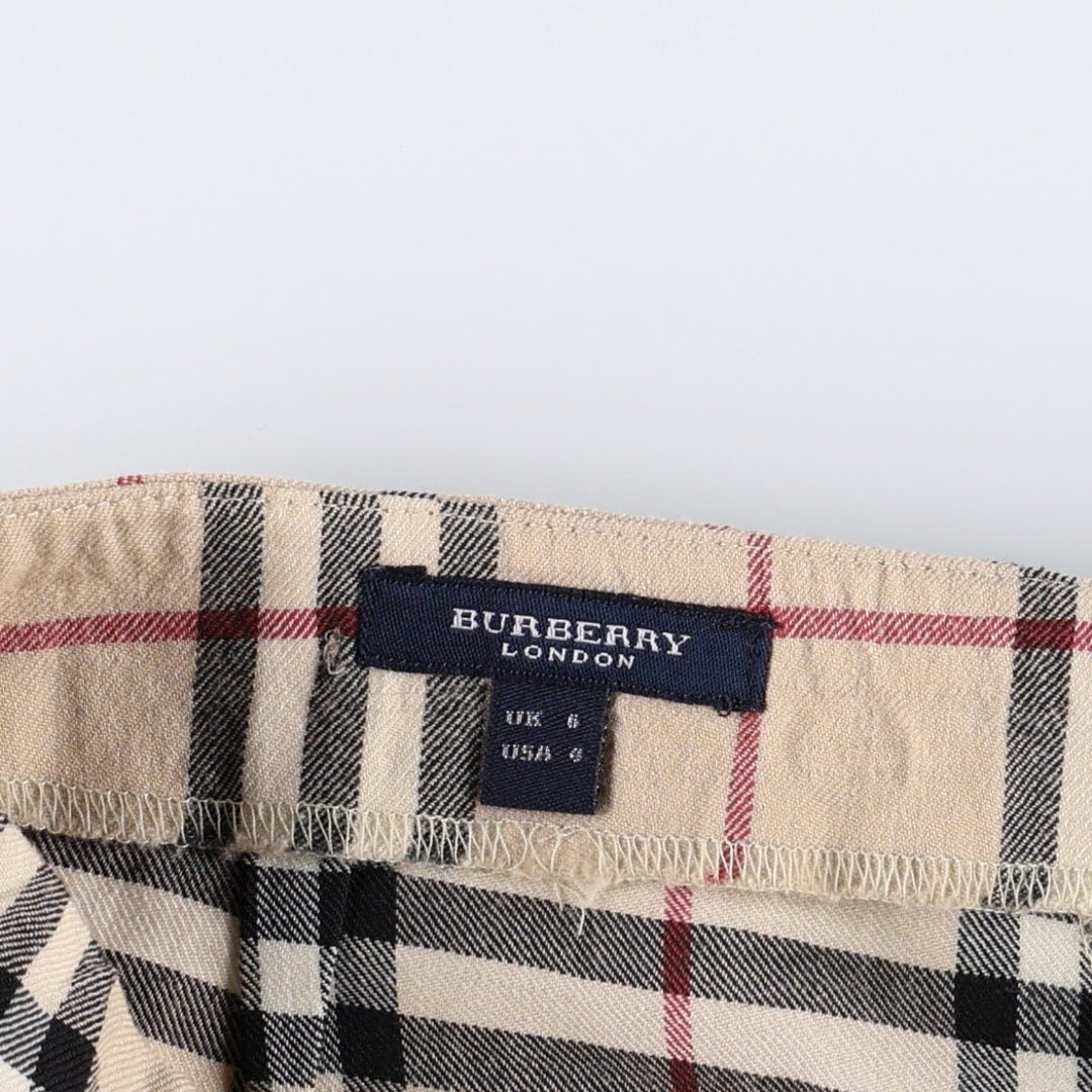 Burberry's BURBERRY LONDON Check Pattern Bootcut Flare Pants, Made in France, Women's Size L (equivalent to W27) wool Beige type Vintage Second Hand