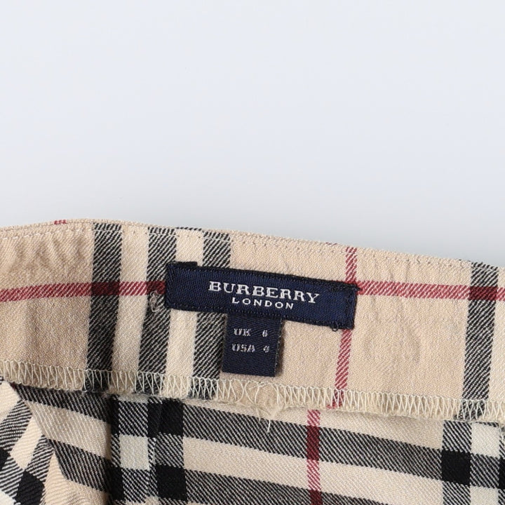 Burberry's BURBERRY LONDON Check Pattern Bootcut Flare Pants, Made in France, Women's Size L (equivalent to W27) wool Beige type Vintage Second Hand