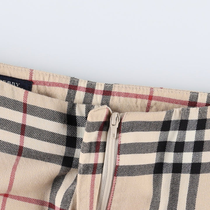 Burberry's BURBERRY LONDON Check Pattern Bootcut Flare Pants, Made in France, Women's Size L (equivalent to W27) wool Beige type Vintage Second Hand