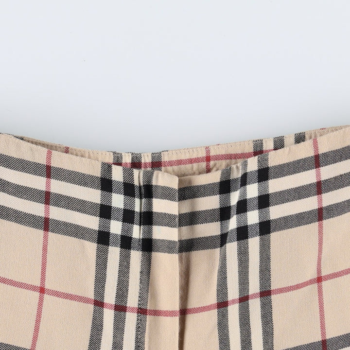 Burberry's BURBERRY LONDON Check Pattern Bootcut Flare Pants, Made in France, Women's Size L (equivalent to W27) wool Beige type Vintage Second Hand