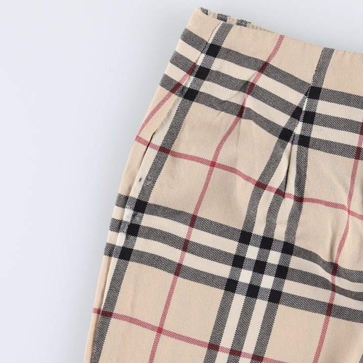 Burberry's BURBERRY LONDON Check Pattern Bootcut Flare Pants, Made in France, Women's Size L (equivalent to W27) wool Beige type Vintage Second Hand