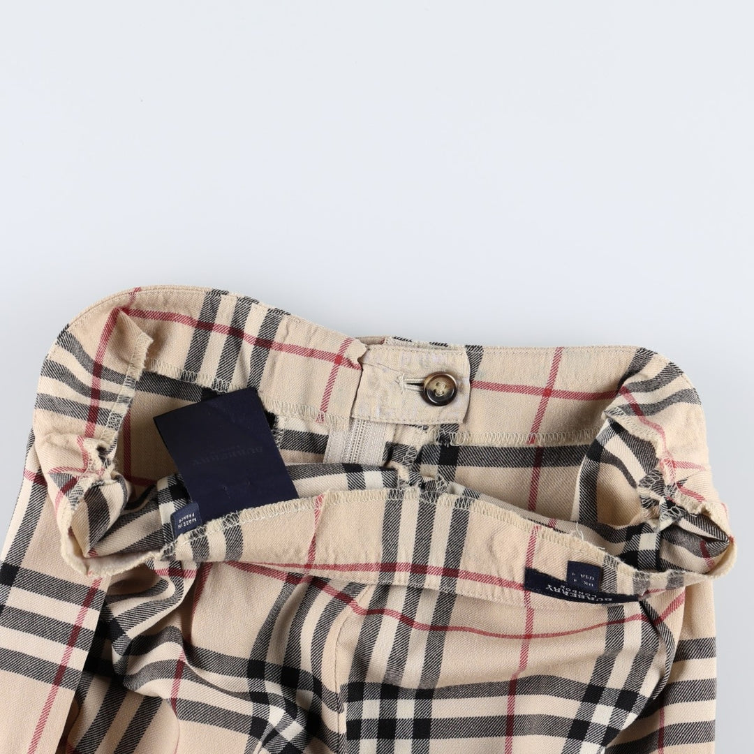 Burberry's BURBERRY LONDON Check Pattern Bootcut Flare Pants, Made in France, Women's Size L (equivalent to W27) wool Beige type Vintage Second Hand