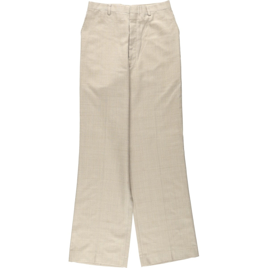 Check Pattern Slacks Pants, Women's Size M (equivalent to W26), Vintage unclear Beige type Vintage Second Hand