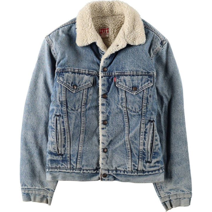 1980'S Levi's 70608-0216 Padded Denim Boa Jacket, Made in USA, Men's Size M (approx.) unclear blue type Vintage Second Hand