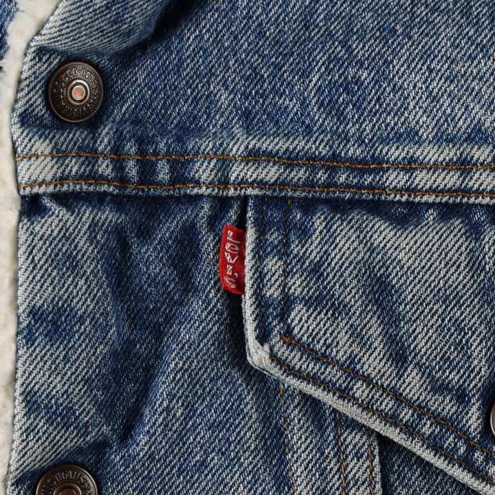 1980'S Levi's 70608-0216 Padded Denim Boa Jacket, Made in USA, Men's Size M (approx.) unclear blue type Vintage Second Hand