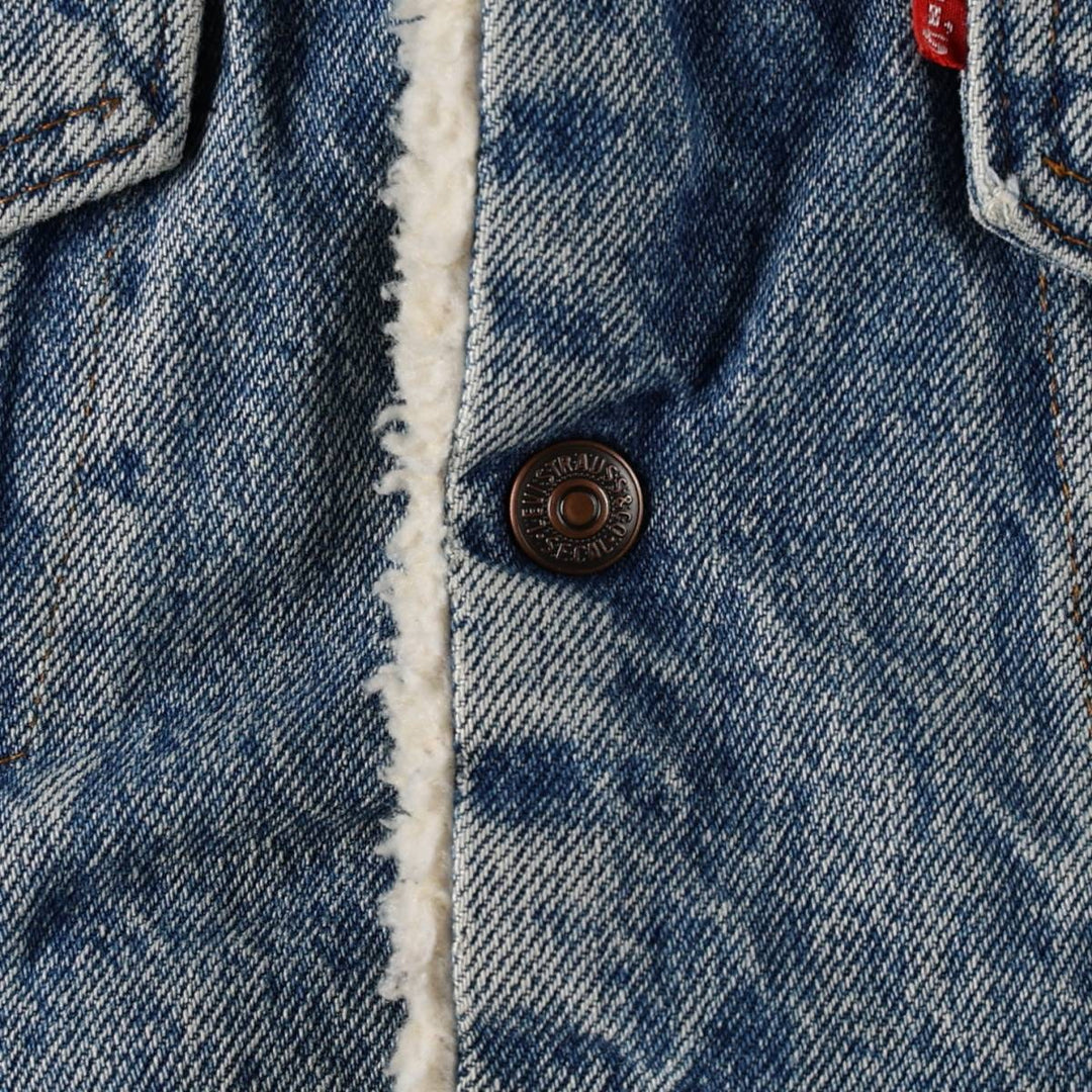 1980'S Levi's 70608-0216 Padded Denim Boa Jacket, Made in USA, Men's Size M (approx.) unclear blue type Vintage Second Hand