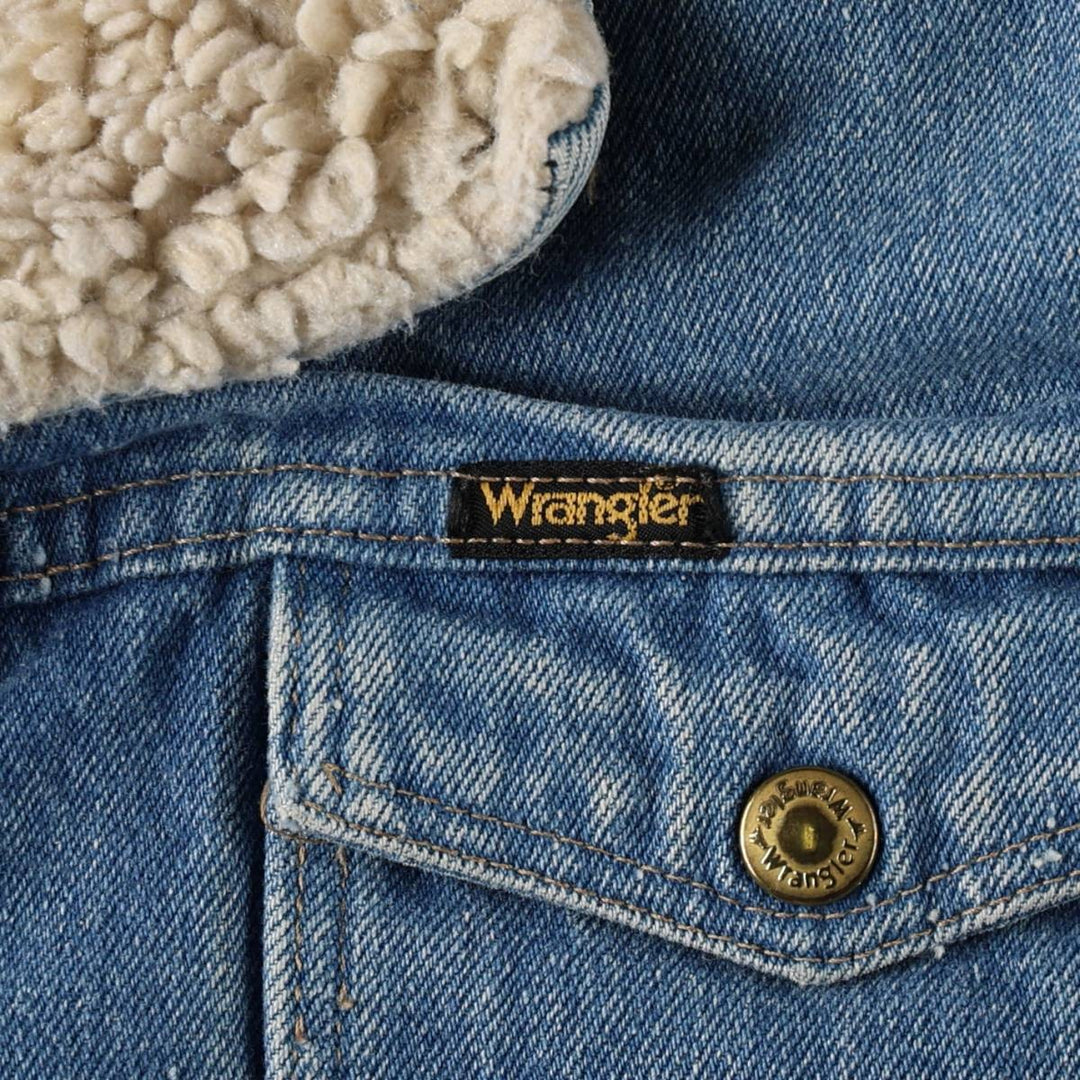 1970'S Wrangler Padded Denim Boa Jacket, Made in USA, Men's Size L (Equivalent), Vintage cotton blue type Vintage Second Hand