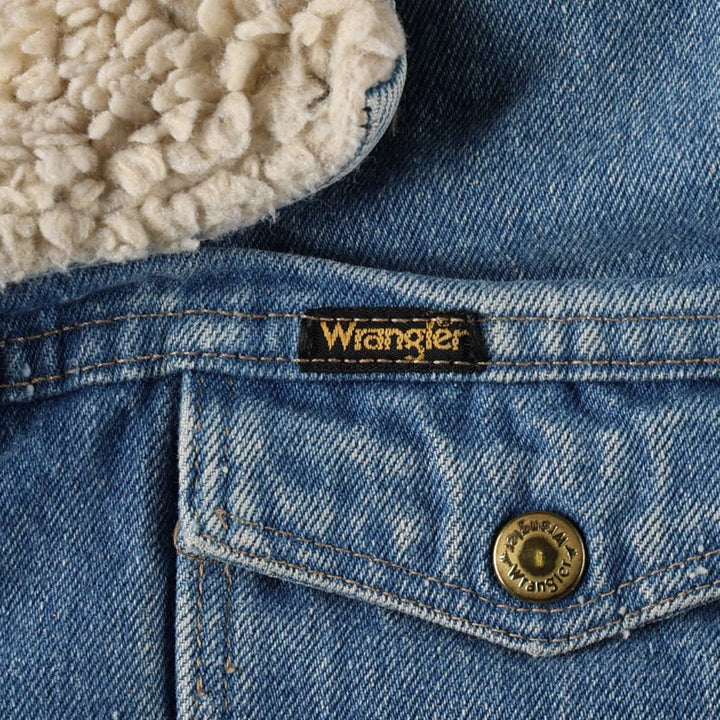 1970'S Wrangler Padded Denim Boa Jacket, Made in USA, Men's Size L (Equivalent), Vintage cotton blue type Vintage Second Hand