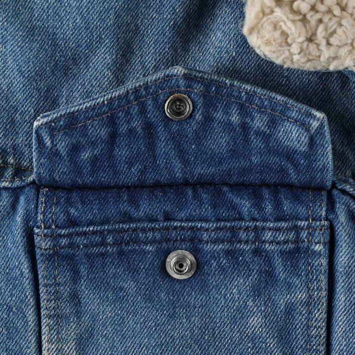 1970'S Wrangler Padded Denim Boa Jacket, Made in USA, Men's Size L (Equivalent), Vintage cotton blue type Vintage Second Hand