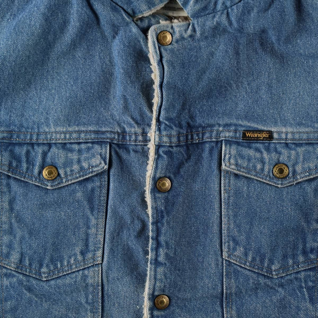 1970'S Wrangler Padded Denim Boa Jacket, Made in USA, Men's Size L (Equivalent), Vintage cotton blue type Vintage Second Hand
