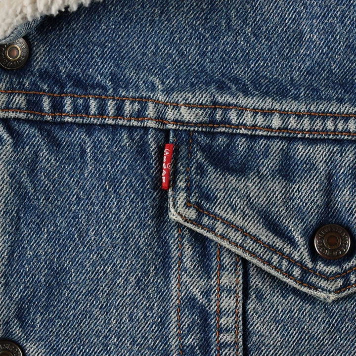 1980'S Levi's 70608-0219 Padded Denim Boa Jacket, Men's Size L (approx.) cotton blue type Vintage Second Hand