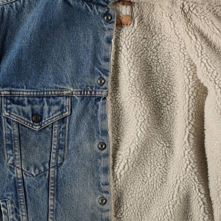 1980'S Levi's 70608-0219 Padded Denim Boa Jacket, Men's Size L (approx.) cotton blue type Vintage Second Hand