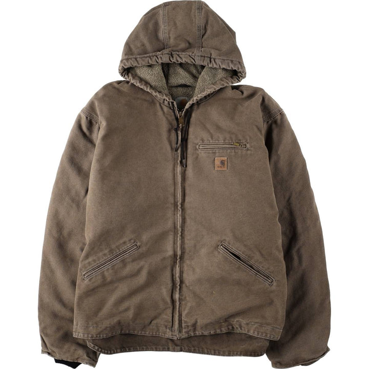 Carhartt Sierra Jacket, padded duck canvas full-zip hoodie, men's size XXL equivalent. cotton Khaki type Vintage Second Hand